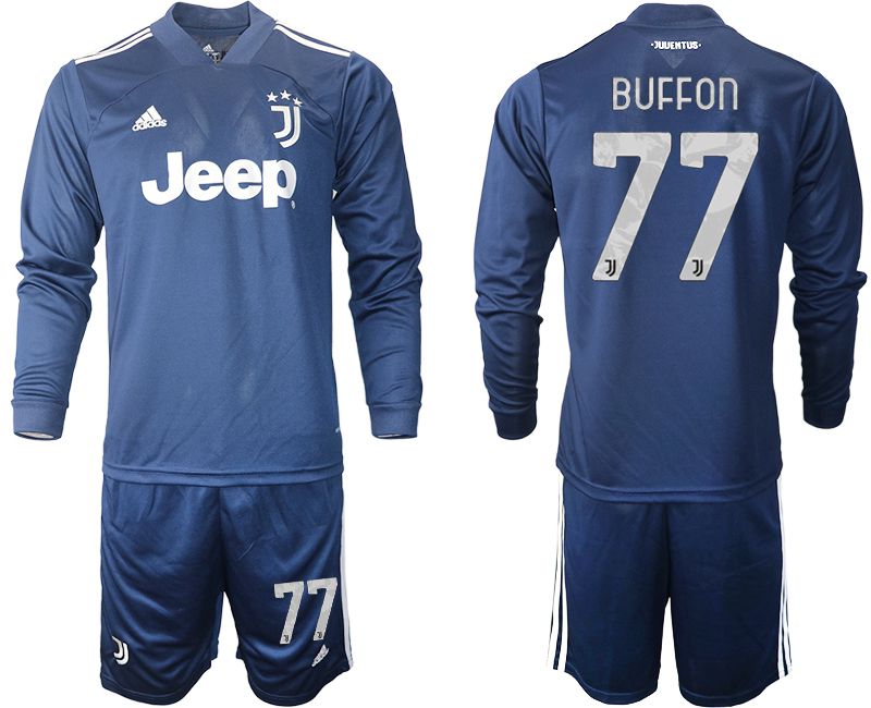 Men 2020-2021 club Juventus away long sleeves #77 blue Soccer Jerseys